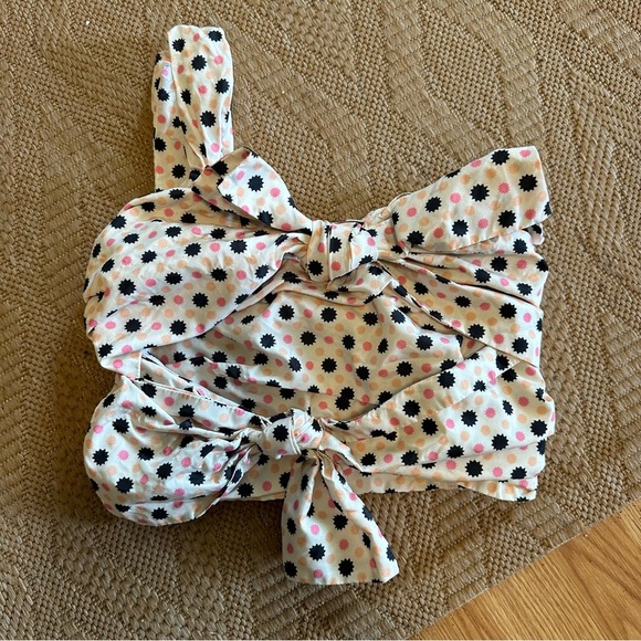 Maeve size 4 one shoulder strap whimsical tied front smocked back crop top - Picture 1 of 8